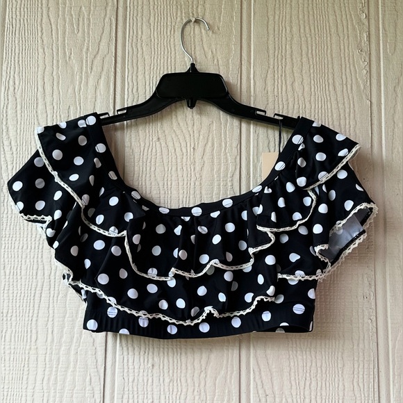 Unique Vintage Retro Polka Dot Swim Top - Picture 2 of 10